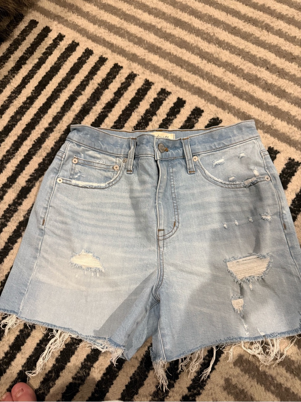 Madewell Light Wash Distressed Denim Shorts